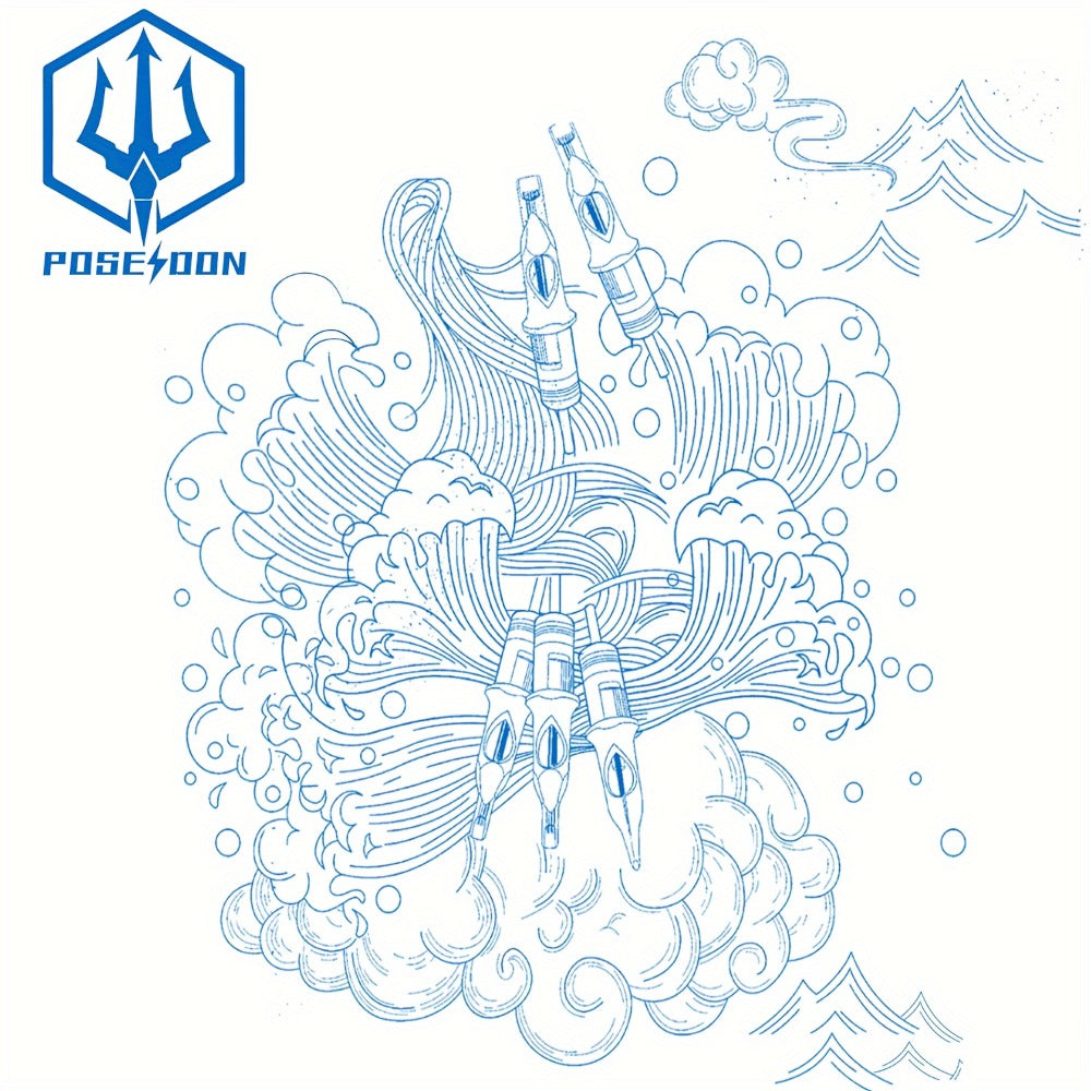 Tattoo Needles 50Pcs Round Liner Shader - POSEIDON V3 12RL 12RS Membrane Safety for Temporary Body Art, Festivals and Costume