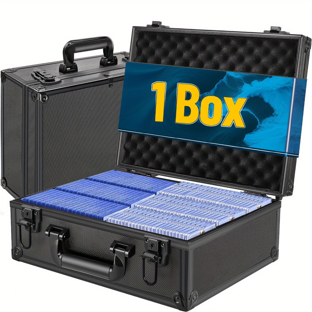 Trading Card Storage Box for 3x4 Top Loads 35pt Rigid Cards Holds 600 Plus – Sports Card Organizer Case with Lock for Pokemon