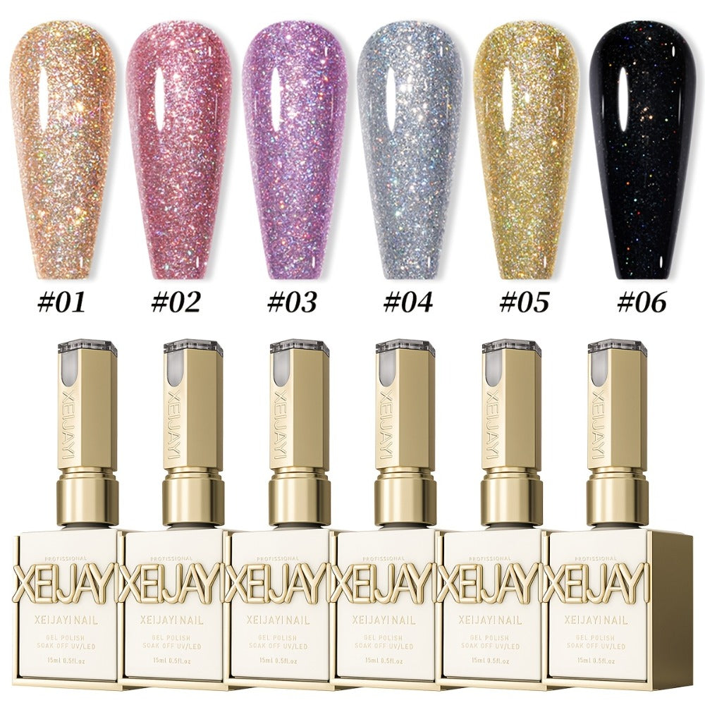 Gel Nail Polish Six-Color Magnetic Cat Eye Set with Sparkling Star and Rhinestone Effects for Nail Art — image 5