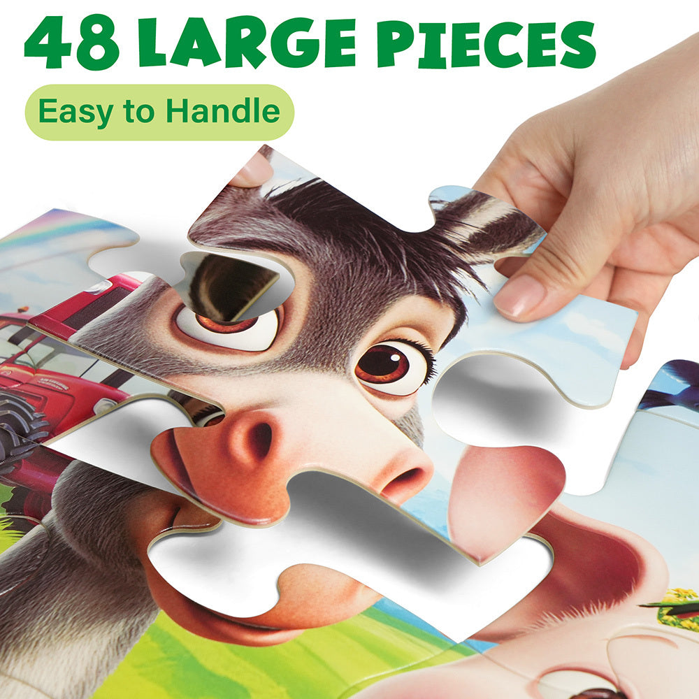 Large Floor Puzzle for Kids Ages 3+, Chunky Jigsaw Mermaid & Farm Animals, Preschool Educational Toy for Boys & Girls 3 4 5 6