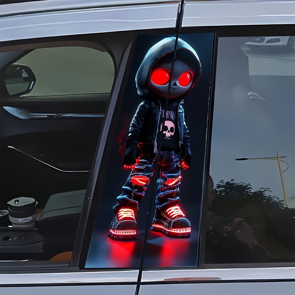 Pair of Red-Eyed Skull Character Car Decals, 19.7 x 9.8 Inch Each, for Smooth Exterior or Window Surfaces — image 4