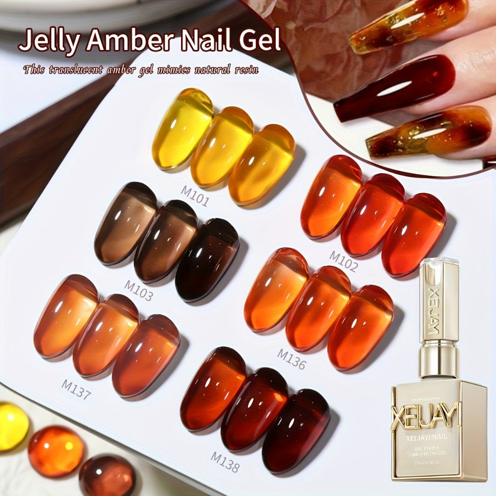 Gel Nail Polish Set with XEIJAYI Label, 6 Amber Aurora Magnetic Colors, 0.51oz Shades 101 to 138 — image 7