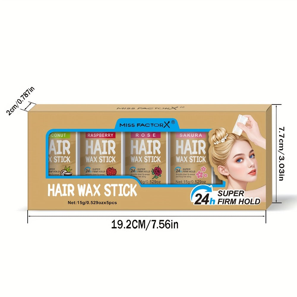 Hair Wax Stick 5 Pack Flyaway Control Edge Control with Jojoba Oil for Home, Travel and Salon Hair Styling — image 5