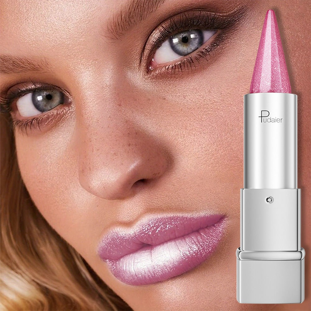 24H Waterproof Metallic Lipstick 5 Shades Pearlescent Sparkle Pearl Finish, for Makeup, Travel and Everyday Vanity Use — imag