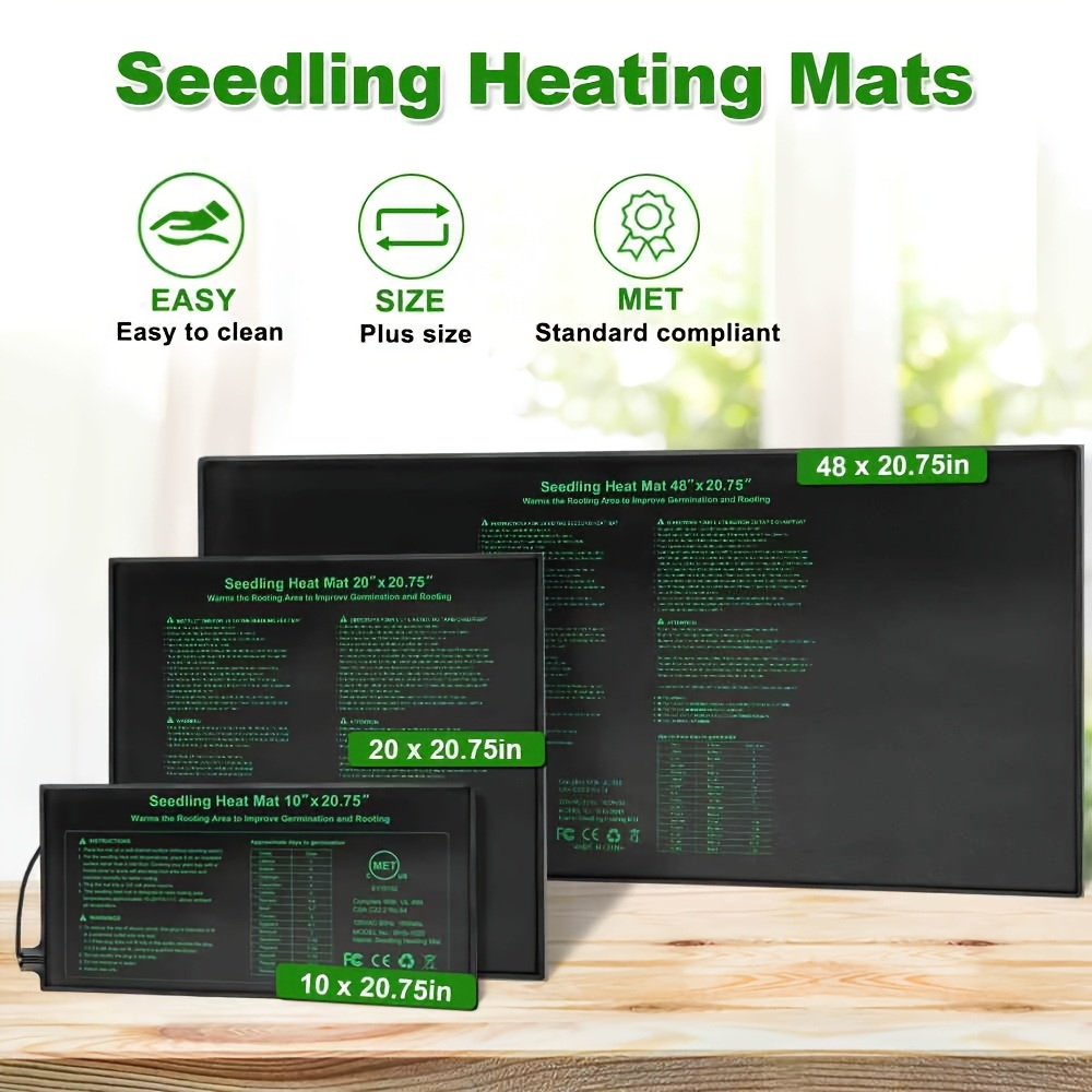 Seedling Heat Mat MET, Uniform Heating for Germination Indoor Gardening Greenhouse, Hydroponic Seed Starting Warming Pad M & 