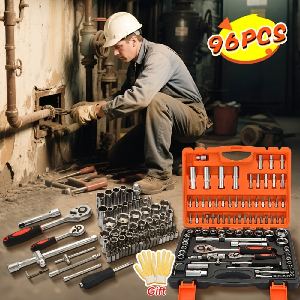 Professional Automotive Tool Set 55 / 63 / 96-Piece – Ratchet Socket Wrench Kit for Car & Bicycle Maintenance | High-End Mech