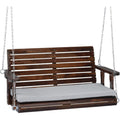 Porch Swing 4 FT Wooden, Outdoor Patio Swing with Adjustable Chains, Rustic Farmhouse Style for Yard — image 1