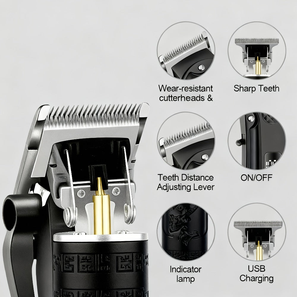 Hair Clipper Whistpot Two- or Four-Piece Cordless Grooming Set with USB Charging and Battery Displays — image 11
