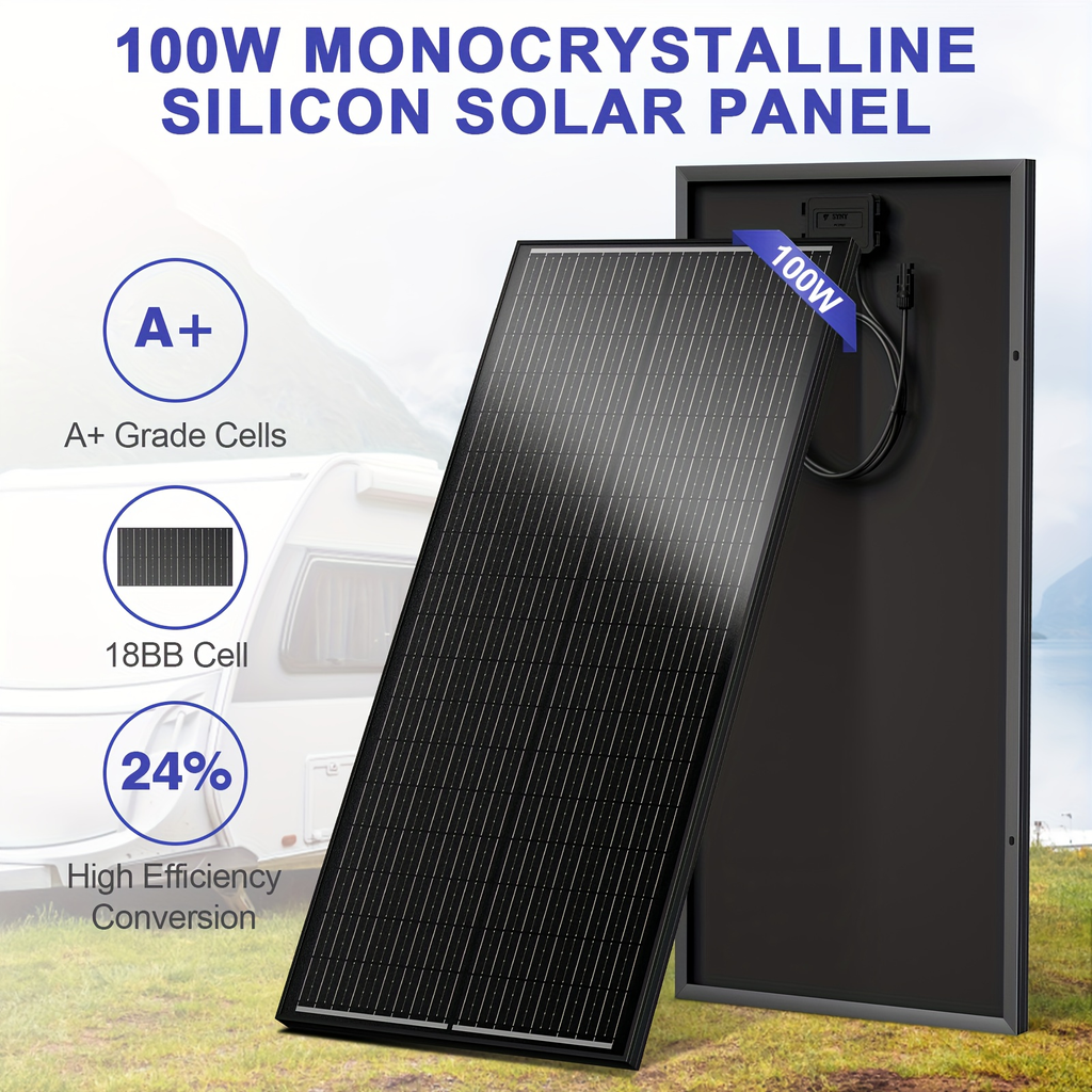 High-Efficiency 100 Watt Solar Panel Featuring a Black Backsheet, 18 BB Monocrystalline Design — image 6