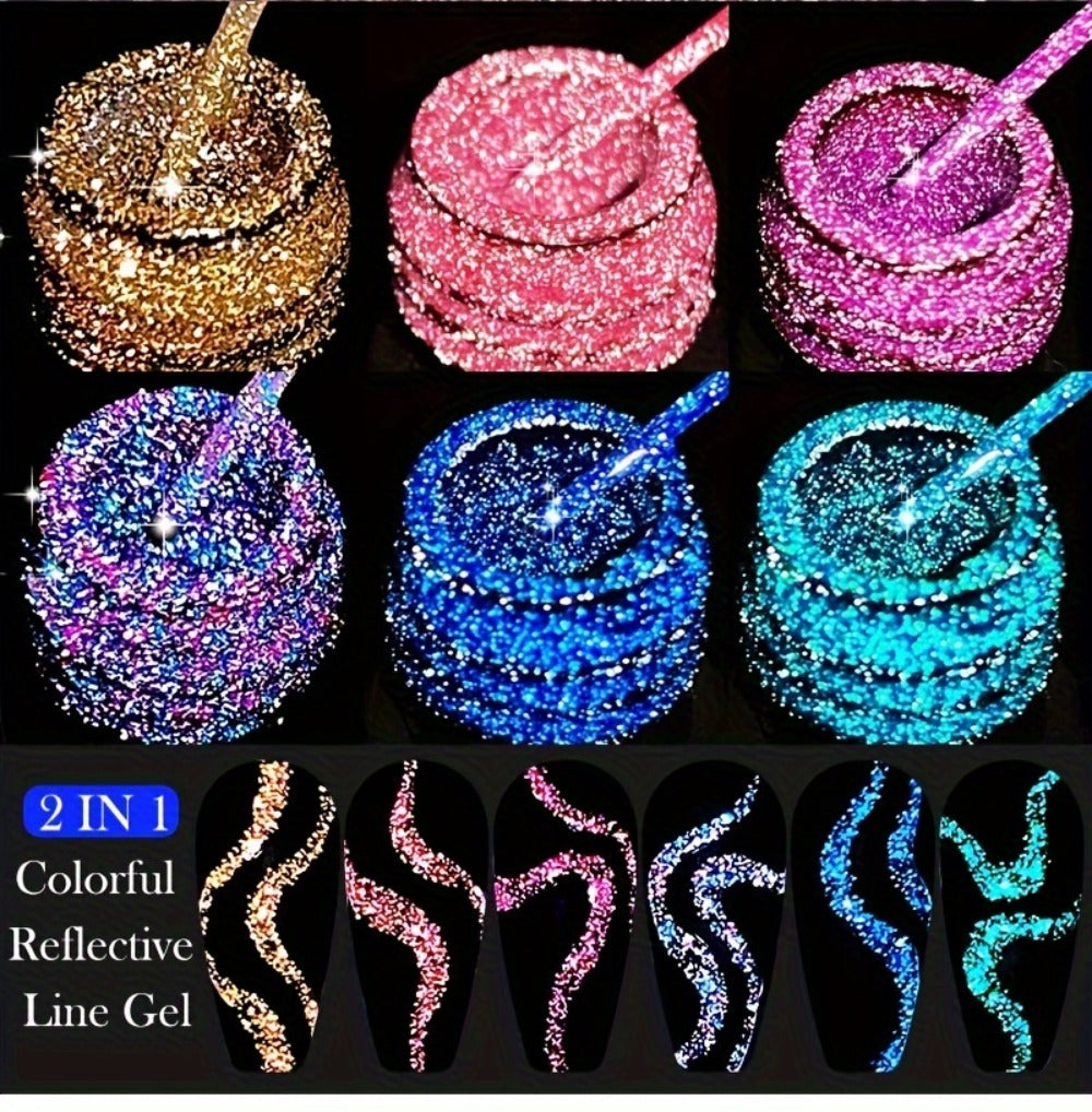 Reflective Line Nail Art Gel Set with Three 5ml LILYCUTE Bottles, Slim Liner Brushes and Two Color Group Options — image 17