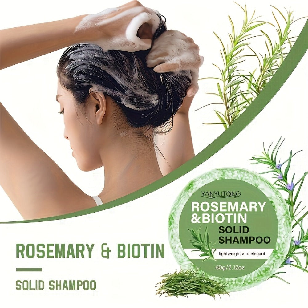 Rosemary Biotin Solid Shampoo Bar 3 Pack – Plant-Based Nourishing Mild Non-Irritating Formula for Sleek Smooth Hair, Scalp Ca