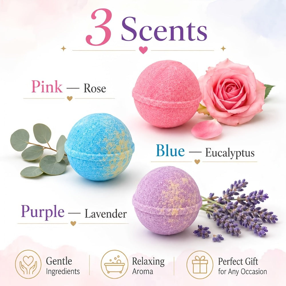 Bath Bombs, 91-Piece Mini Fizzer Set with 15g Round Pieces, Three Labeled Scents and Random Assorted Colors — image 2