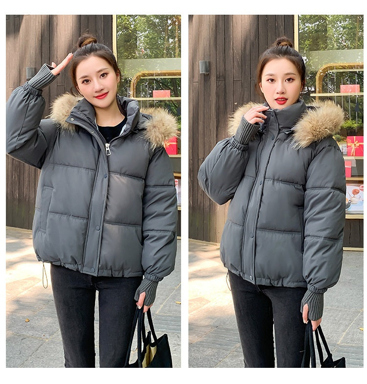 Loose Hooded Gloves Thickened Thermal Quilted Jacket Coat For Women
