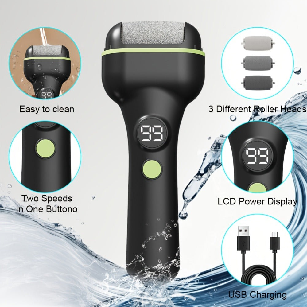 Foot Callus Remover Electric Rechargeable 3 Interchangeable Grinding Heads LCD Display Portable Electronic — image 3