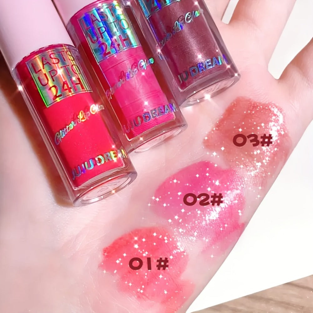 24H Waterproof Glitter Lip Gloss & Lip Stain Set 3PCS, Lip Oil Formula, for Makeup, Travel and Everyday Vanity Use — image 3