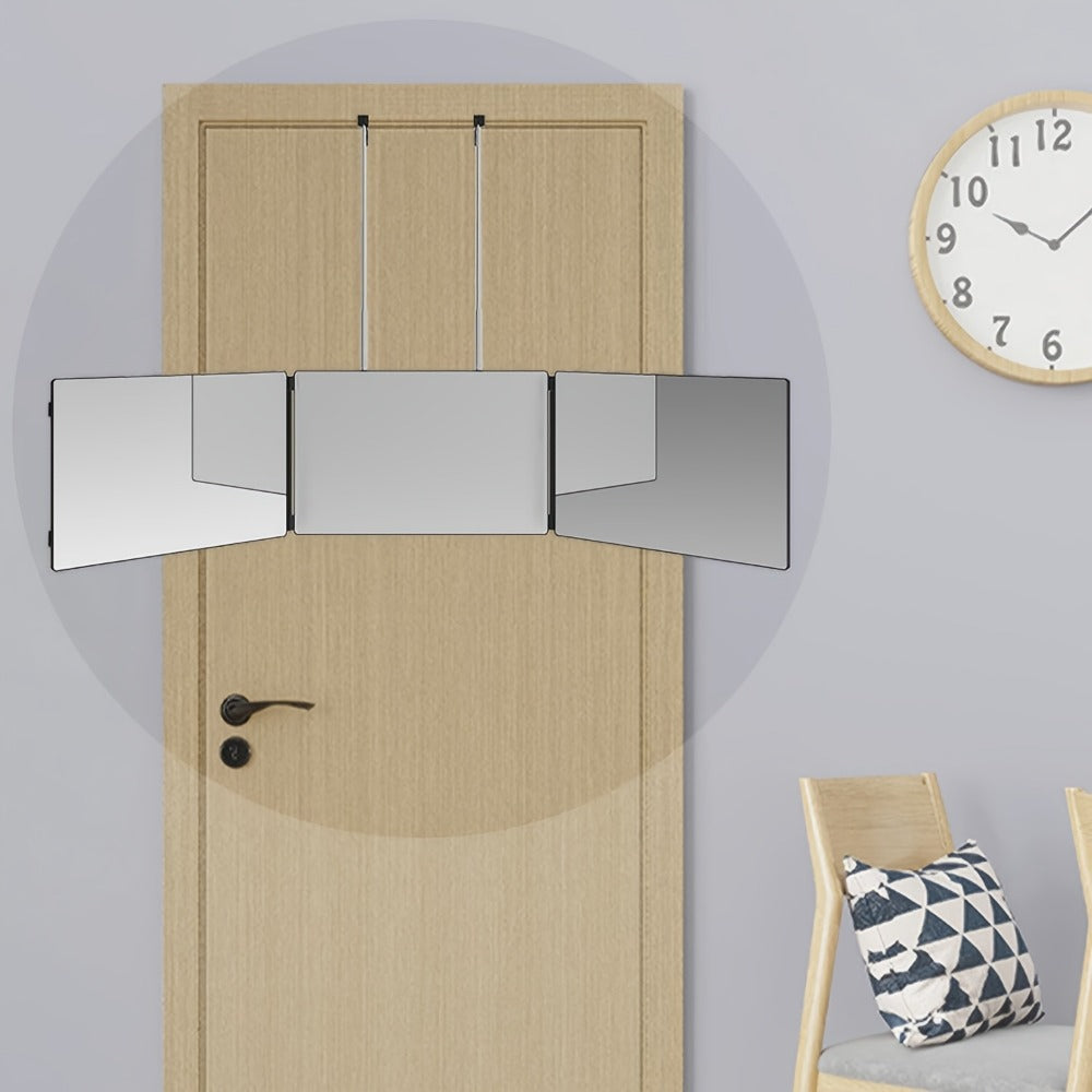 Multi-Panel Hair Cutting Mirror with Telescoping Door Hooks, 49.8-Inch Open Width and Two Fixed Nails — image 4