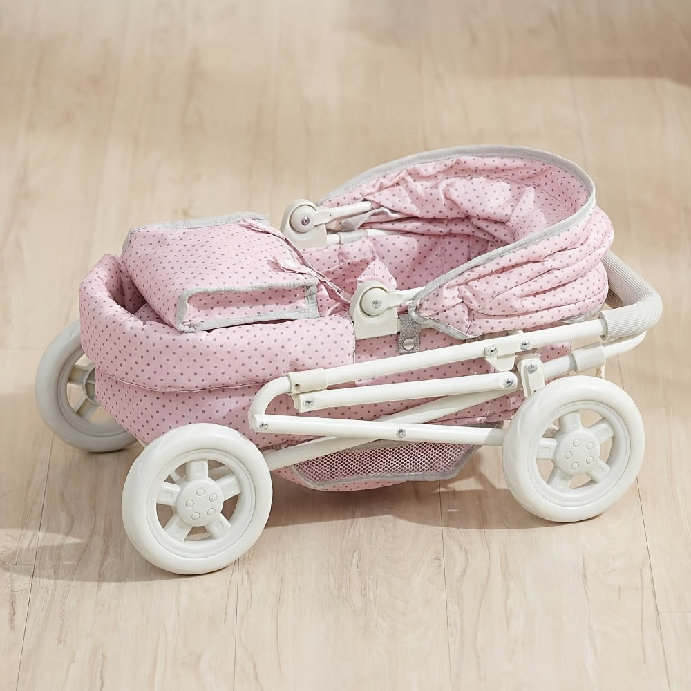 3-in-1 Baby Doll Stroller Set Pink Foldable Pram with Bassinet & Carry Bag with the Listed Color, Size or Set Options for Eve