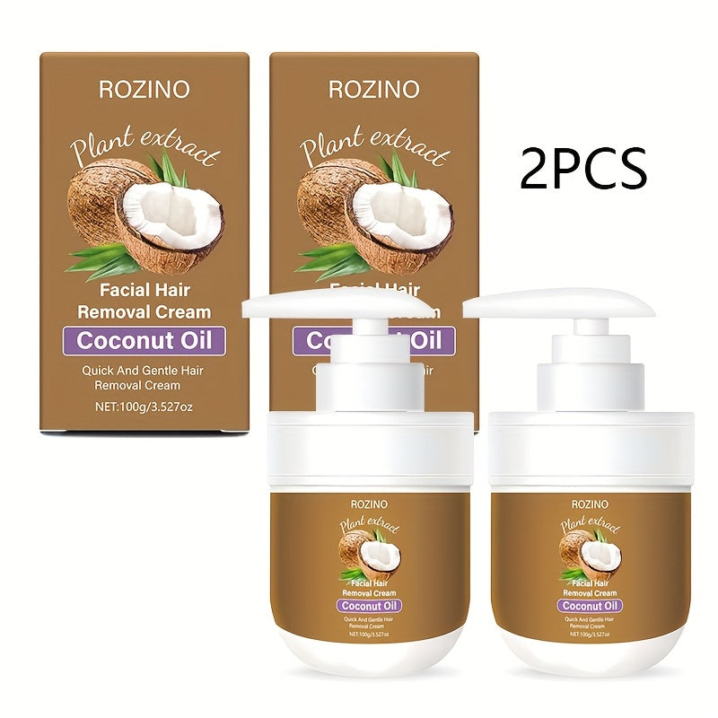 Hair Removal Cream ROZINO Coconut Oil 100g Two-Pack Pump Jars with Cartons for External Body Grooming — image 12