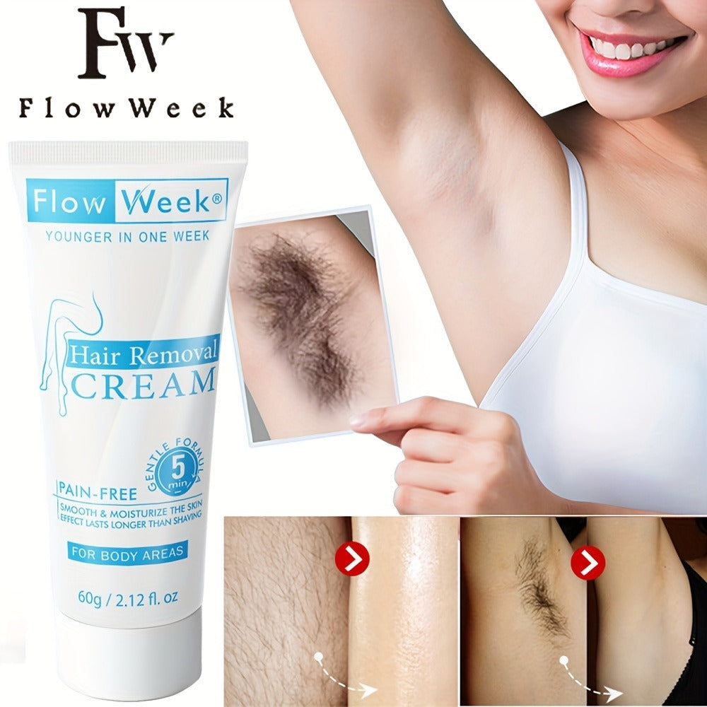 Hair Removal Cream Flow Week 60g Tube with One Three or Five Pack Options for External Body Grooming — image 1