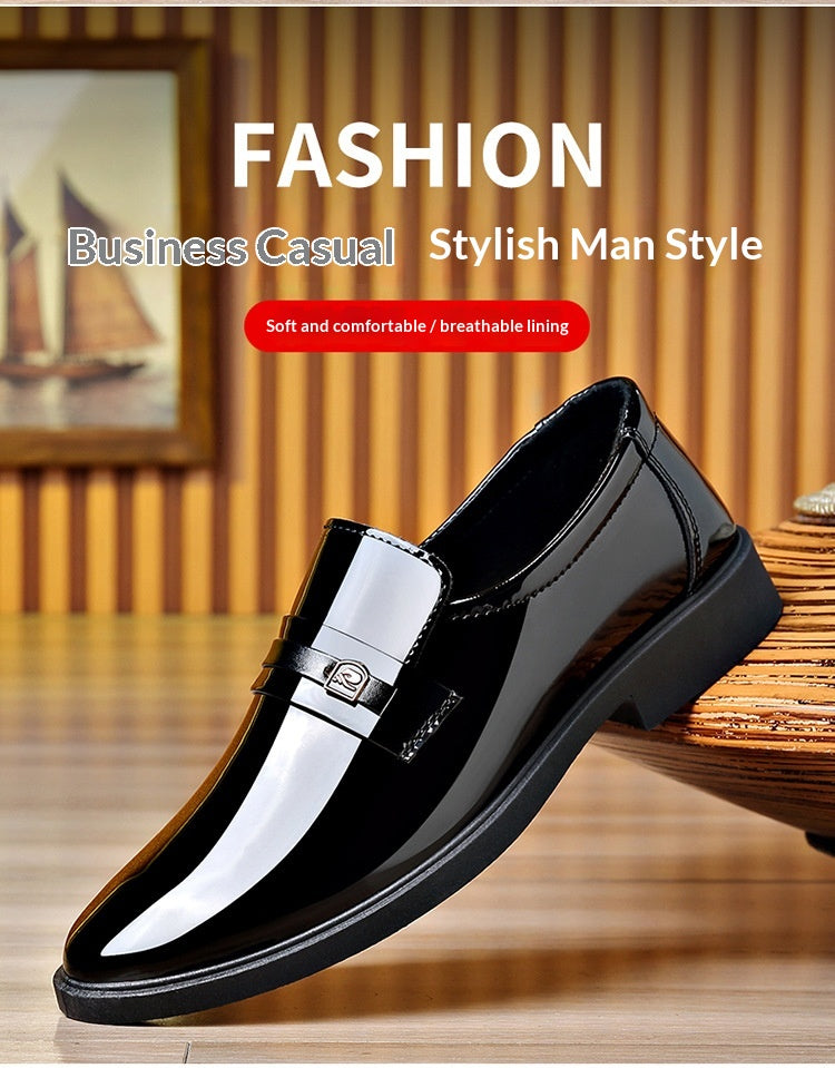 Dress Leather Shoes With A Mirror Like Slip On Design
