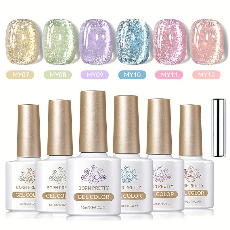Gel Nail Polish BORN PRETTY 6-Piece Flowing Cat-Eye Set with Six 10ml Magnetic Bottles for Nail Art — image 11
