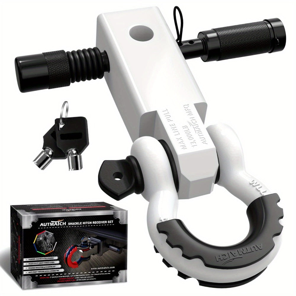 Shackle Hitch Receiver Kit 2 Inch – 45, 000 lbs Break Strength, Drop-Forged Steel, Lock Pin & D-Ring, Fits Truck RV ATV Boat,
