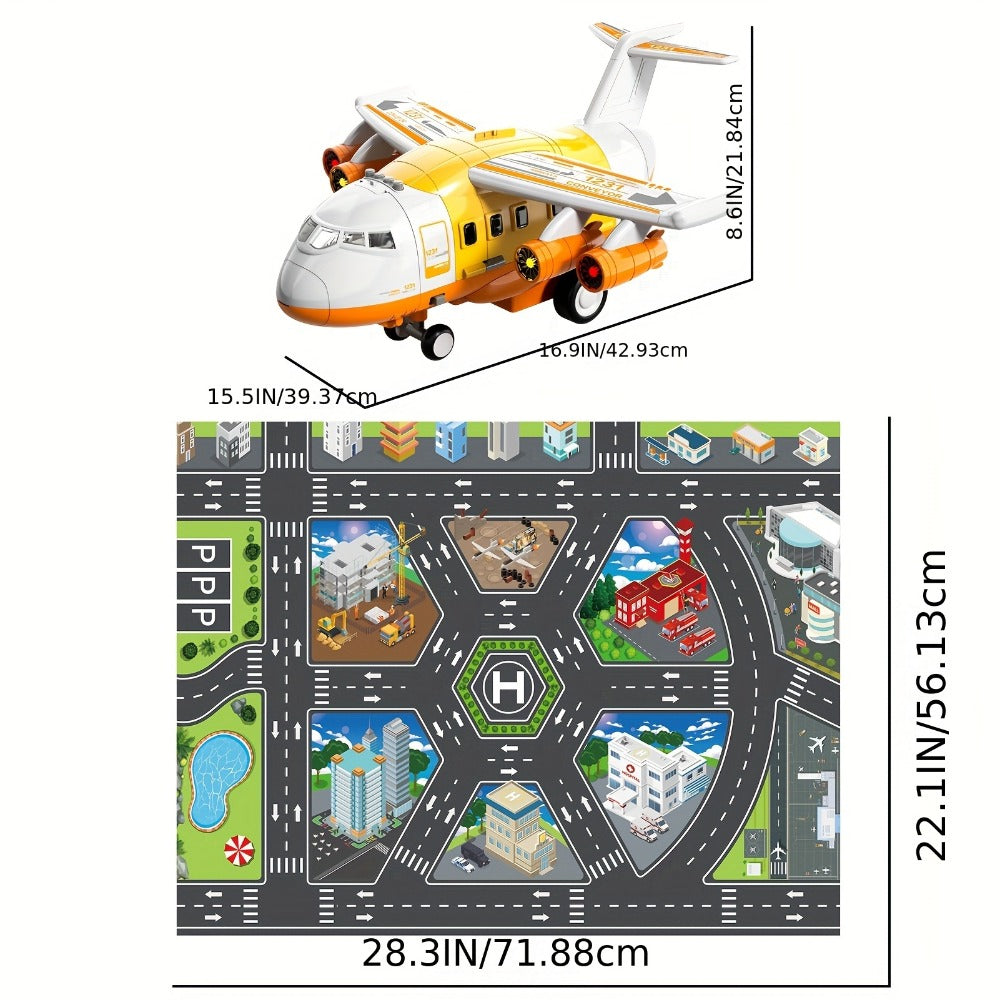 Jumbo Transport Airplane Toy for Kids with 10 Cars & Spray Mist, Cargo Plane Playset Toddler Boy Girl Birthday Gift Ages 3+ —