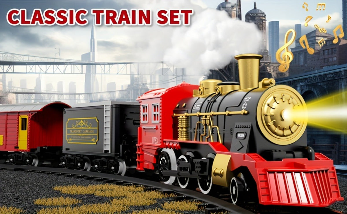 Electric Train Set for Kids with Steam Locomotive Engine Lights & Sound with the Listed Color, Size or Set Options for Everyd