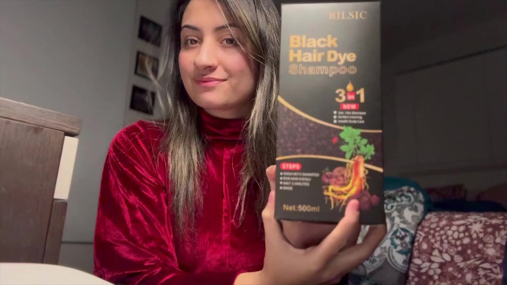 Herbal Hair Dye Shampoo 3-in-1 with Plant Squalene 2pcs 16.91oz, Instant Gray Hair Coverage, Natural Color in Minutes — image