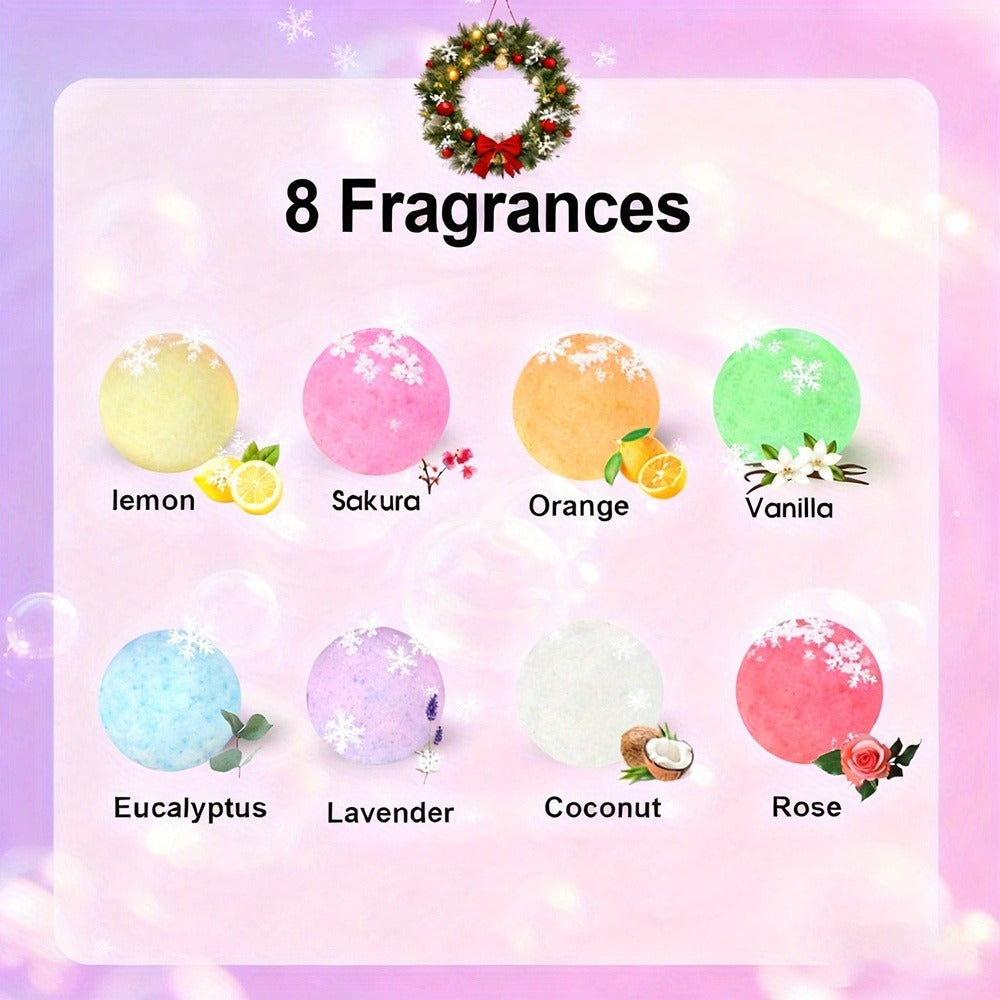 Bath Bombs, 24-Piece Assorted Color Gift Box with Eight Labeled Fragrances and Round Mini Fizzers — image 5