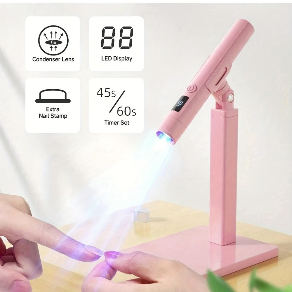 Rotating Stand LED Nail Lamp with Adjustable Stand Bracket, 45s/60s Timer Display and USB Power — image 4