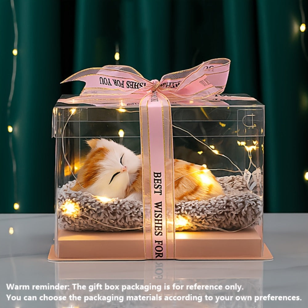 Plush Toy Realistic Sleeping Cat with Meow Sound in Four Coat Patterns for Desk or Room Display — image 12