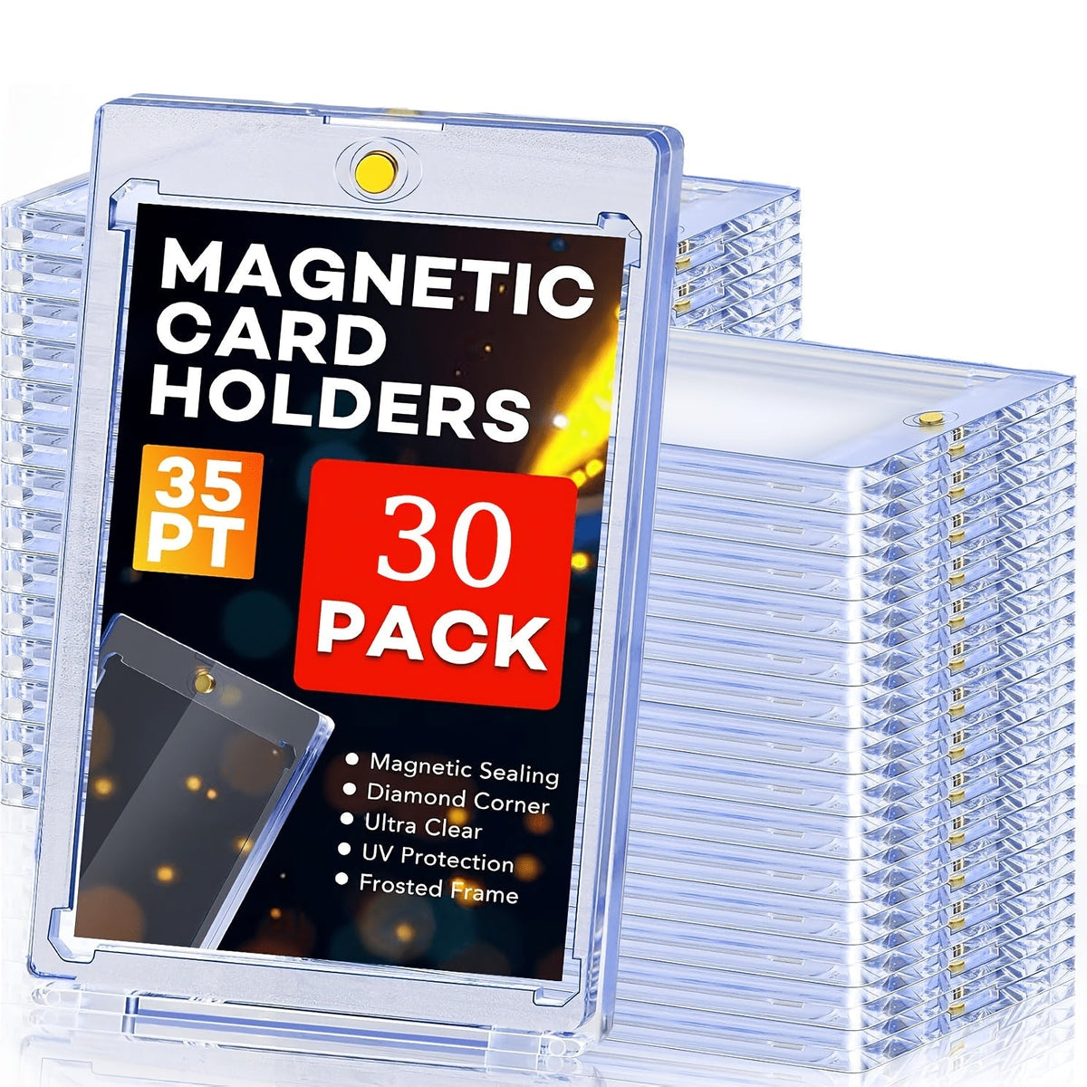 Magnetic Card Holders 35pt One-Touch Hard Case for Trading Cards – Sports Baseball Pokemon TCG Card Protector Sleeves Bulk Pa