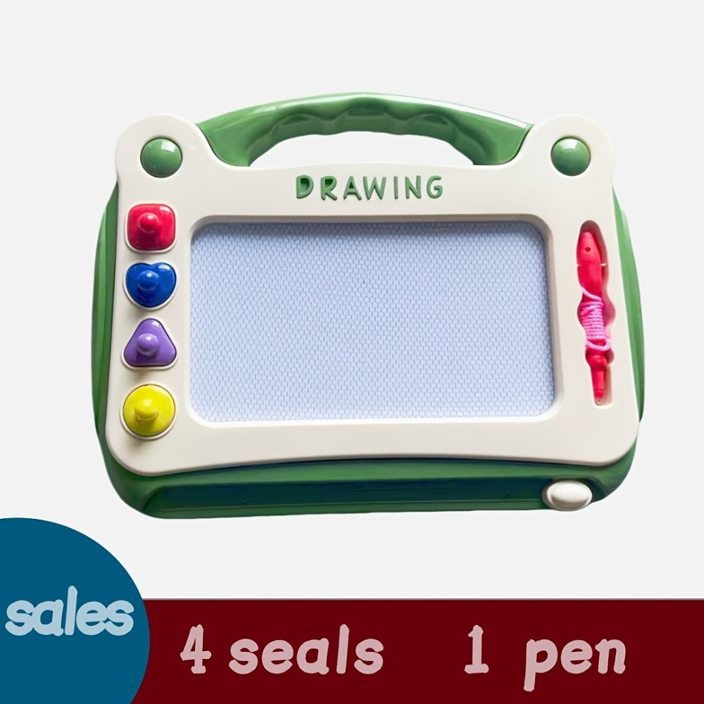 Kids Drawing Board Toy 3-in-1 with Stamps Brush Stand – Magnetic Doodle Art Set for Toddlers Boys Girls Ages 3+ Birthday East