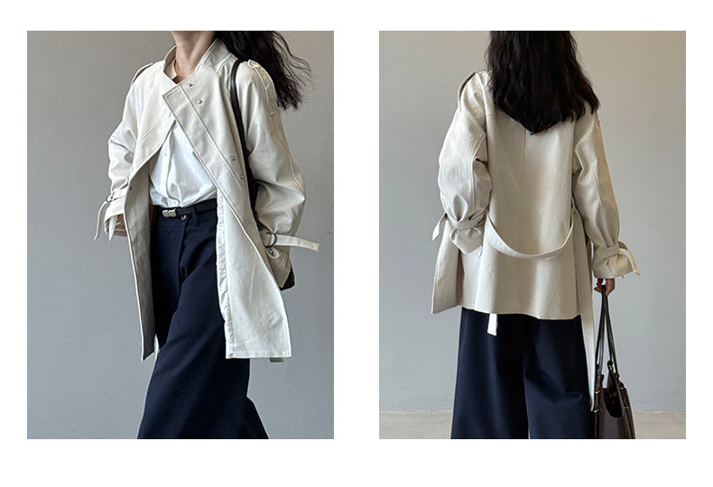 Stand Collar Trench Coat For Women Loose Casual Jacket