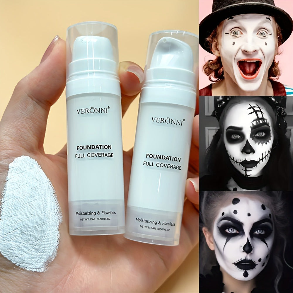 VERONNI White Matte Liquid Foundation Two-Bottle Set with Pump Dispensers and Full-Coverage Label — image 3