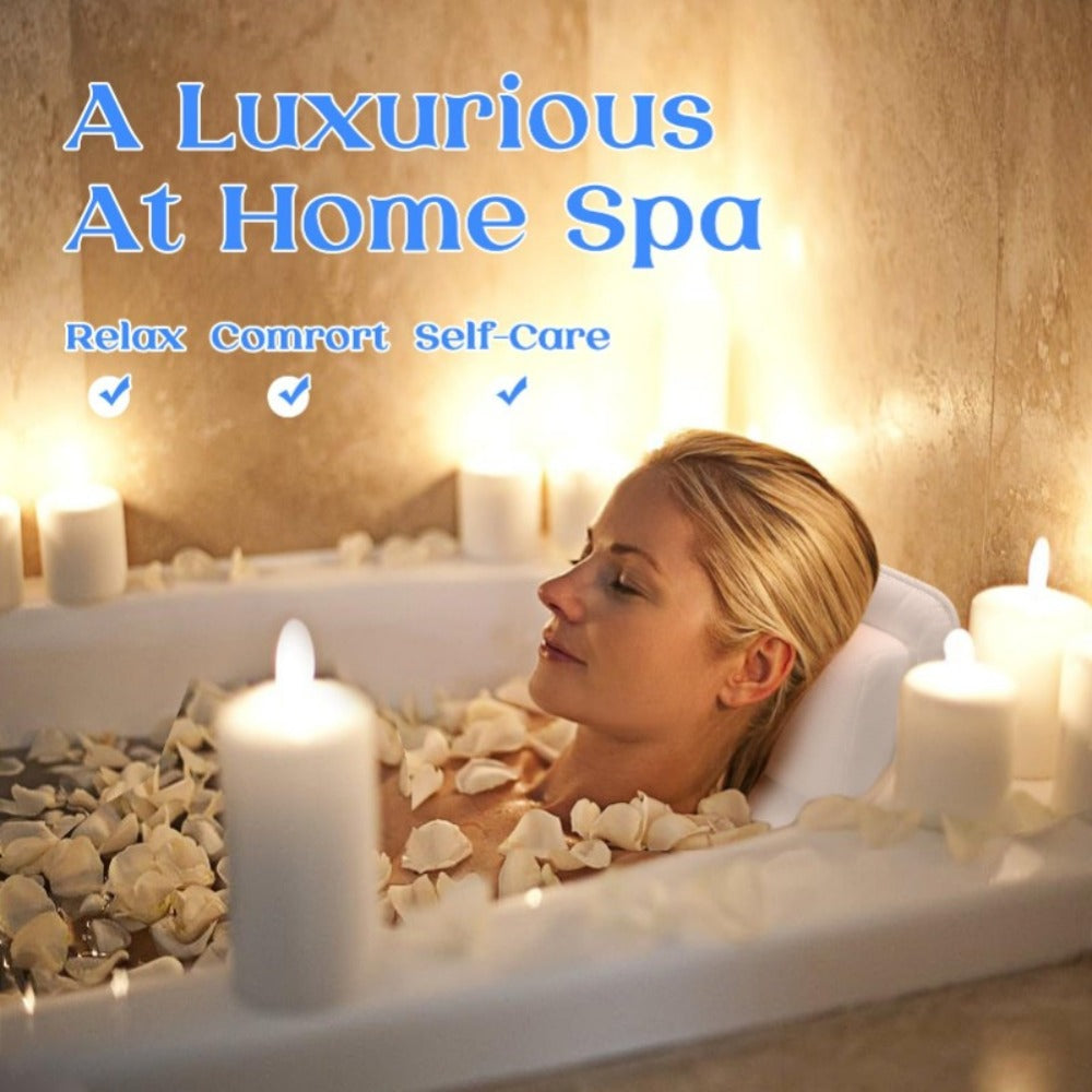 Two-Piece Bathtub Neck and Back Cushion with Six Suction Cups, Hanging Hook and White Mesh Cover — image 11