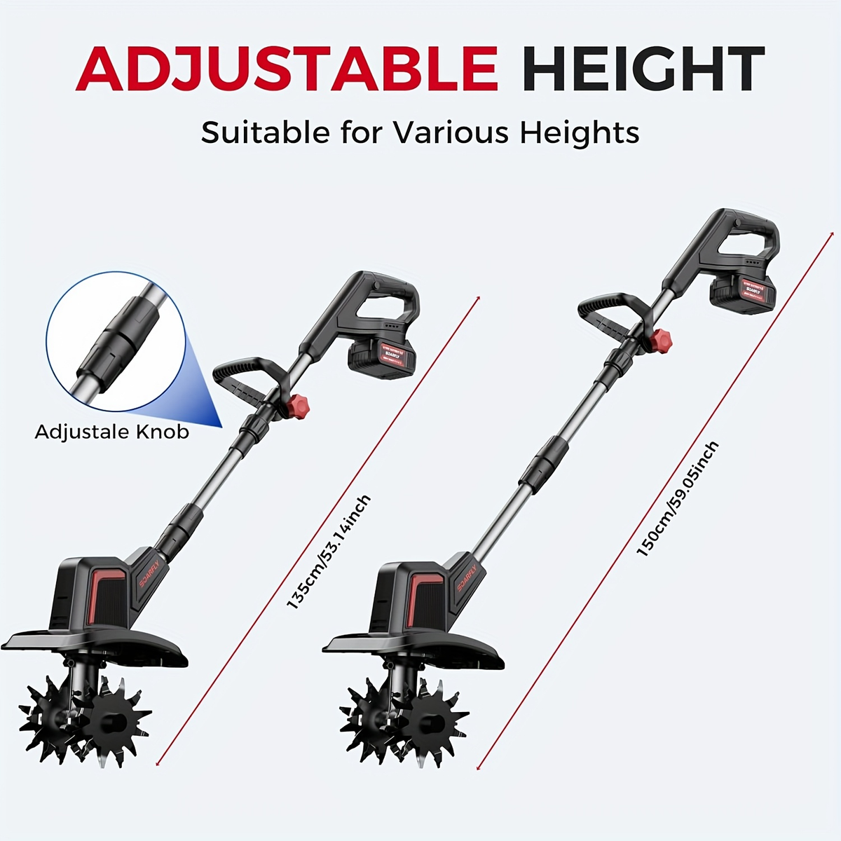 Cordless Electric Cultivator 360RPM - Wireless Electric Tiller & Soil Loosening Machine with 2×4.0Ah for Garden, Patio and Ya