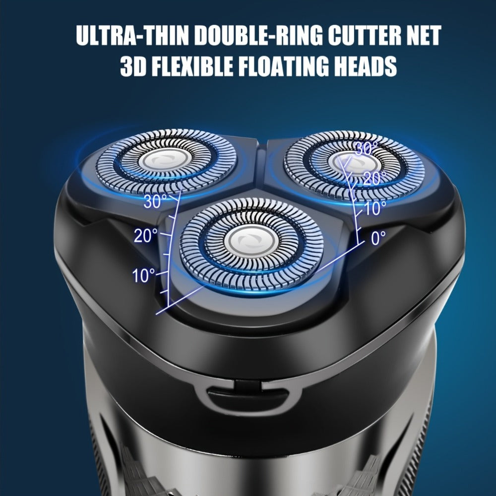 Dark Grey Three-Head Rotary Electric Shaver with Pop-Up Trimmer, LED Display and 6.6-Inch Pictured Height — image 5