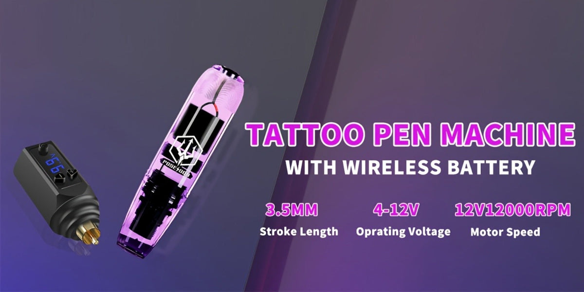 Tattoo Machine Kit POSEIDON SD01 Cordless Pen with 1500mAh Battery, Display, 20 Cartridges and 11 Inks — image 19