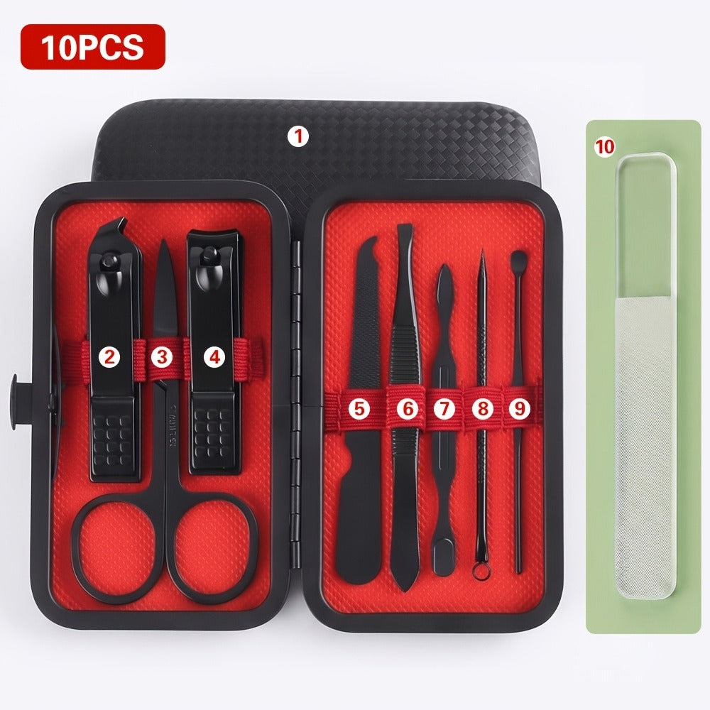 Nail Grooming Tool Case with 10-, 17- or 24-Piece Set Options and Black-and-Red Interior for Home and Travel — image 5