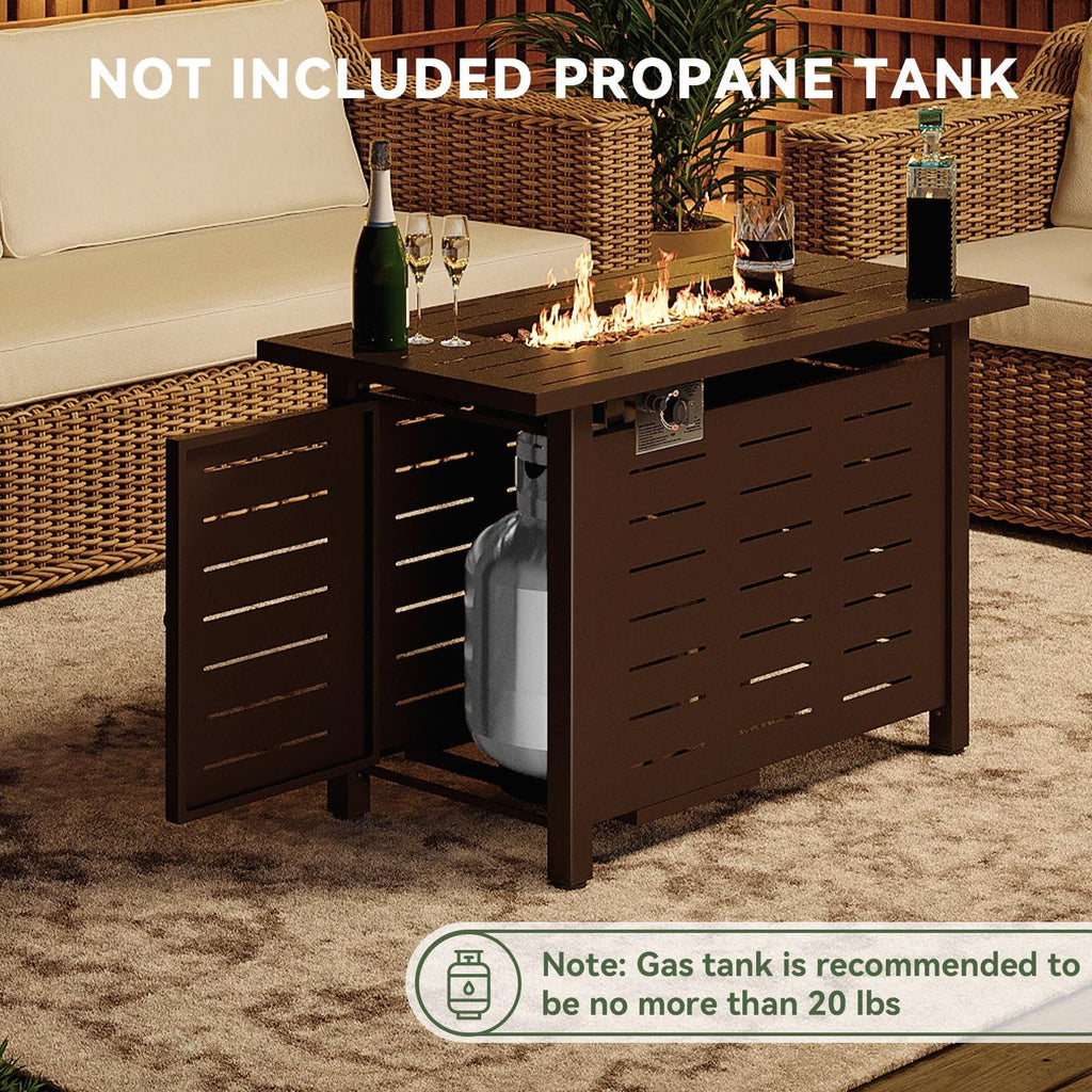 Propane Fire Pit Table Outdoor 50, 000 BTU Gas Fire Table with Lid Lava Rocks & Cover for Patio Backyard Deck Black Brown 40"