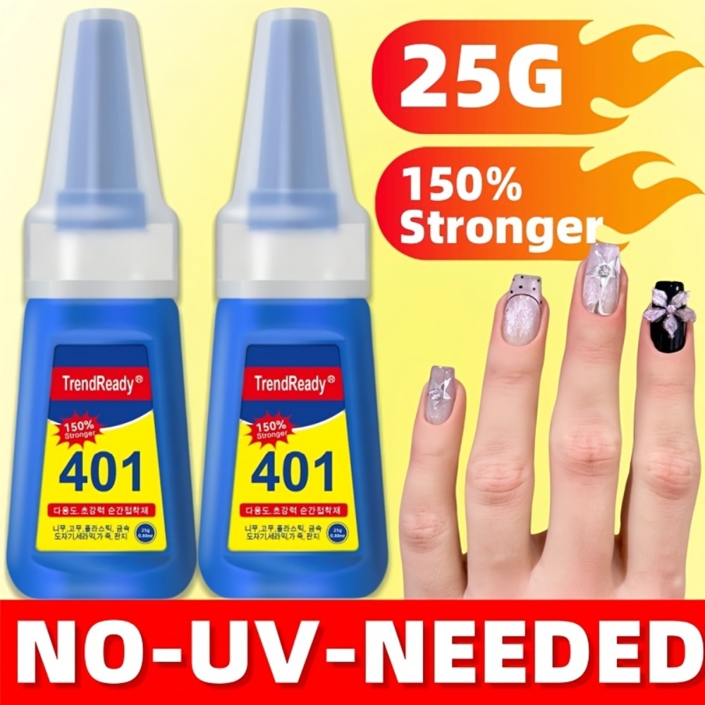 Nail Glue 2 Pack 25g Each Super Strong Waterproof Extra Hold – Fast Drying No Lamp Needed Long Lasting Press On Nail Adhesive