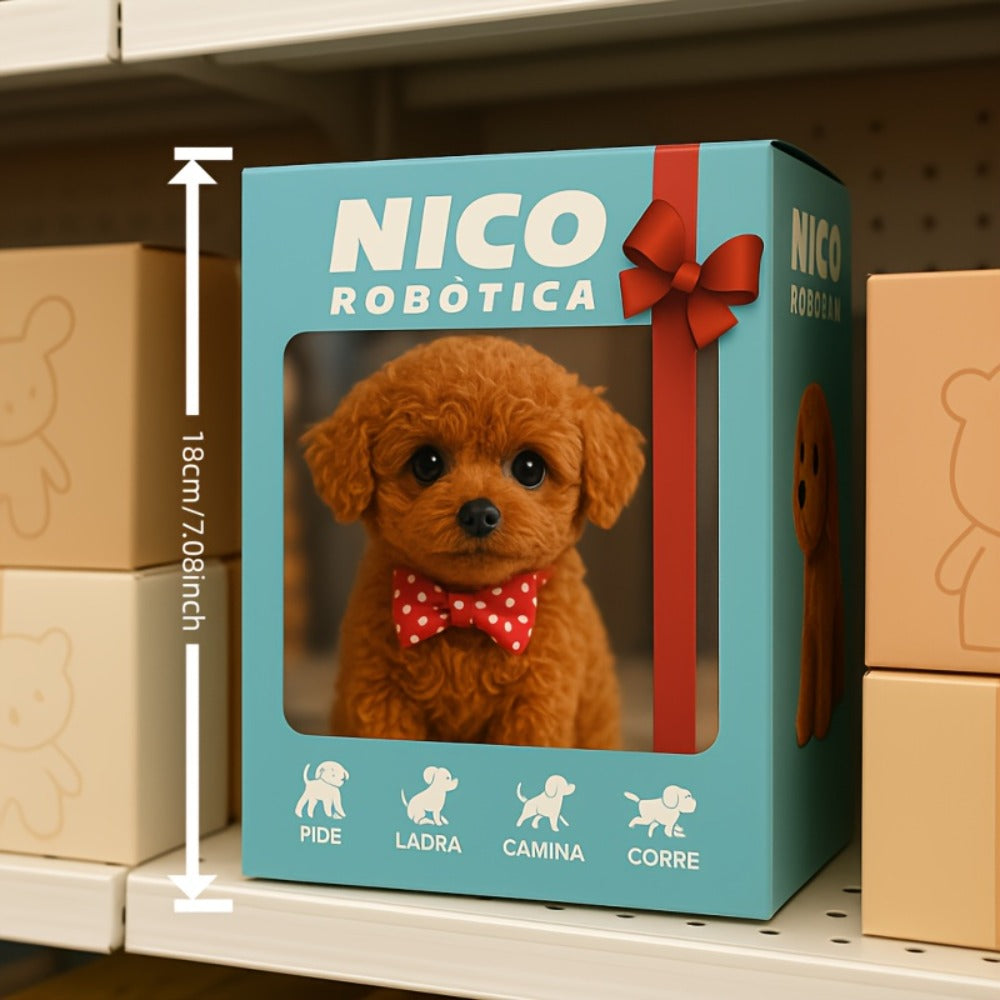 Electronic Plush Puppy Toy Walks Barks Wags Tail, Realistic Robotic Teddy Poodle Dog Stuffed Animal with Gift Box for Kids To