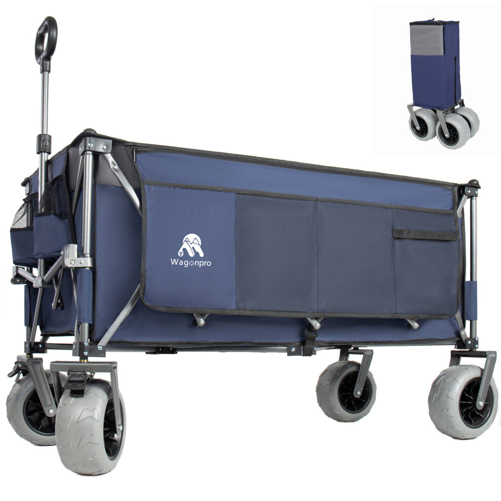Folding Wagon 52 Inch Utility Cart Collapsible Beach Wagon with Frame for Garden Sports Camping Outdoor — image 6
