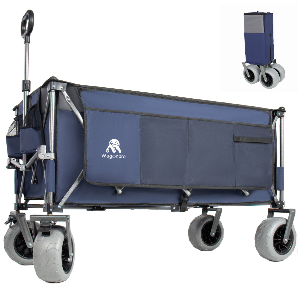 Folding Wagon 52 Inch Utility Cart Collapsible Beach Wagon with Frame for Garden Sports Camping Outdoor — image 6