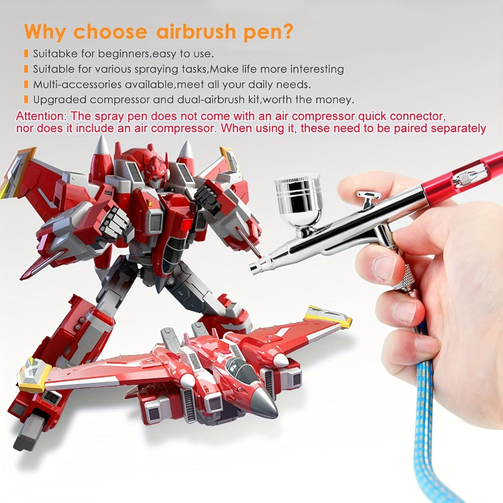 Airbrush Kit Dual-Action Gravity Feed – 0.3mm & 0.5mm Needle Sets, 7cc 20cc 40cc Cups, Complete Air Brush Gun Set for Nails, 