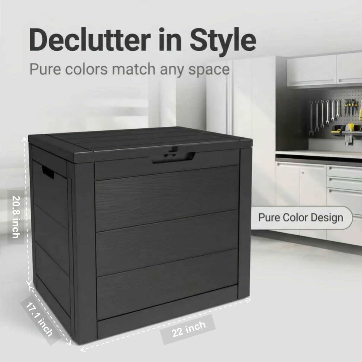 Deck Box Flip Top Resin Secure Lid | Patio Pool Backyard Cushion Garden — image 4