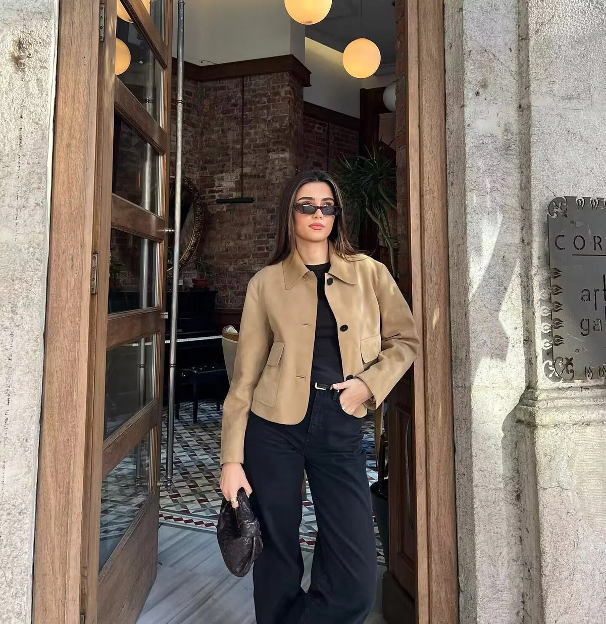 Suede Fabric Jacket Coat For Women