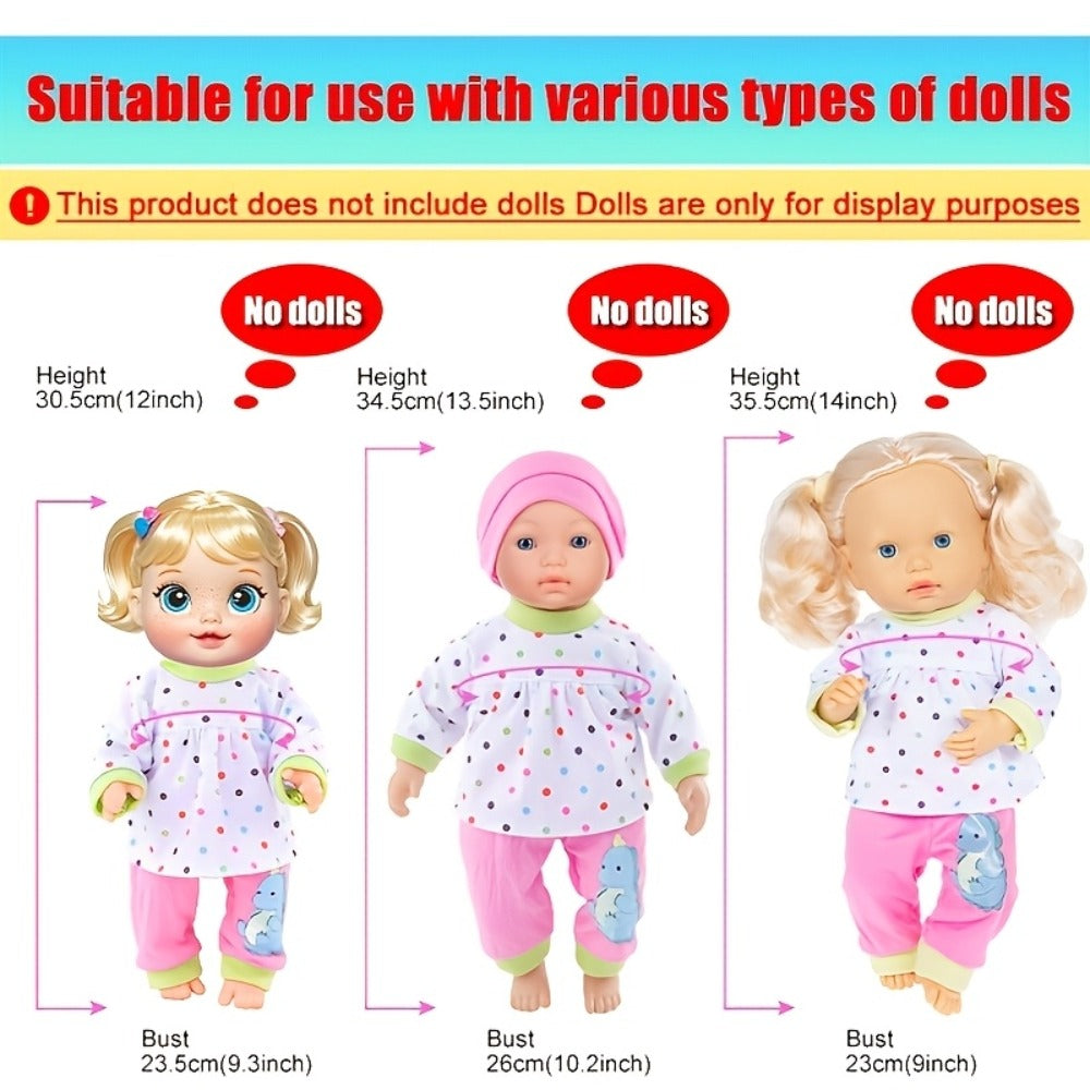10-Set Baby Doll Clothes for 10 12 14 Inch Dolls, Variety Fashion Outfits Set, Safe Fabric, Easy On Off — image 2